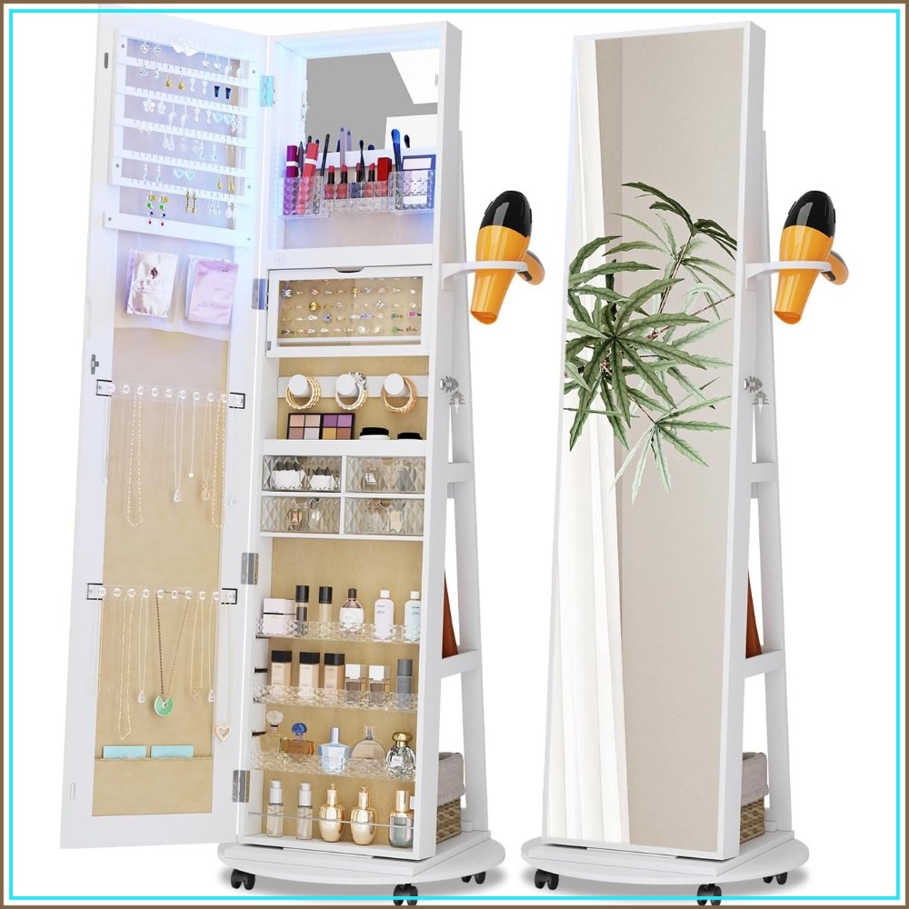 Full Length Mirror Jewelry Armoire - Armoire à bijoux avec miroir pleine