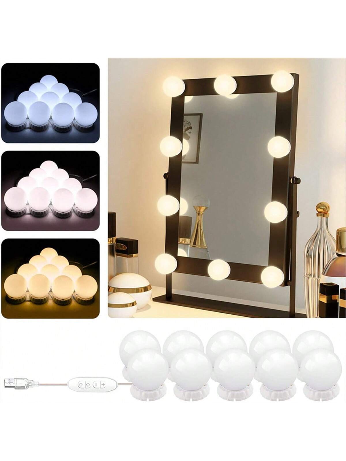 Dressing Table Vanity With Lighted Mirror - Nouvelles ampoules détachables, lampe de miroir