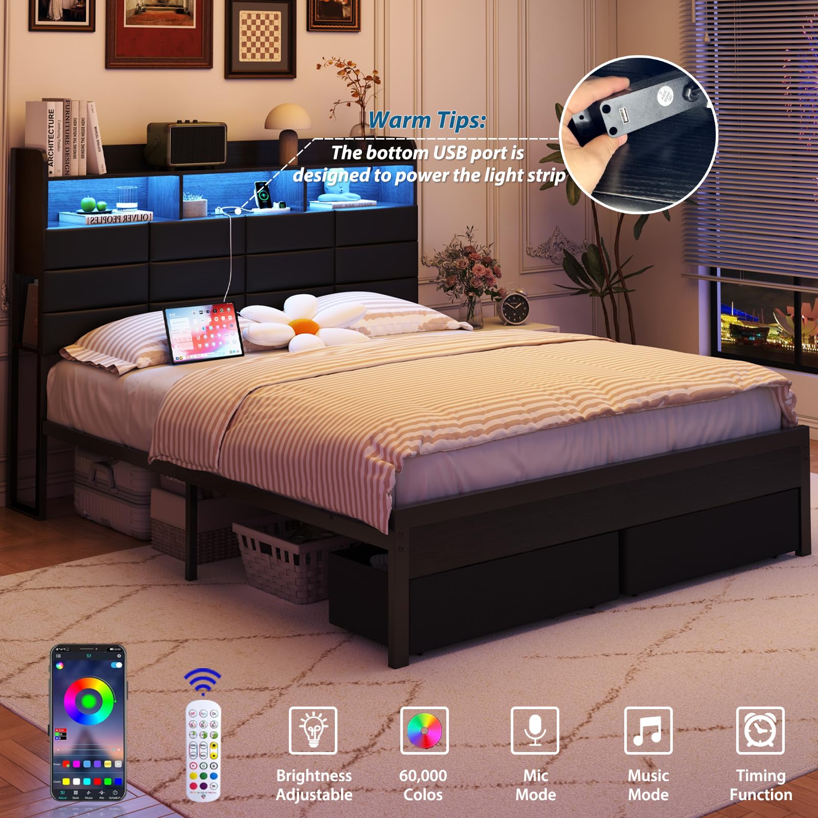 Cadre de lit King Size avec ti - King Size Bed Frame With Storage Drawers avis et prix