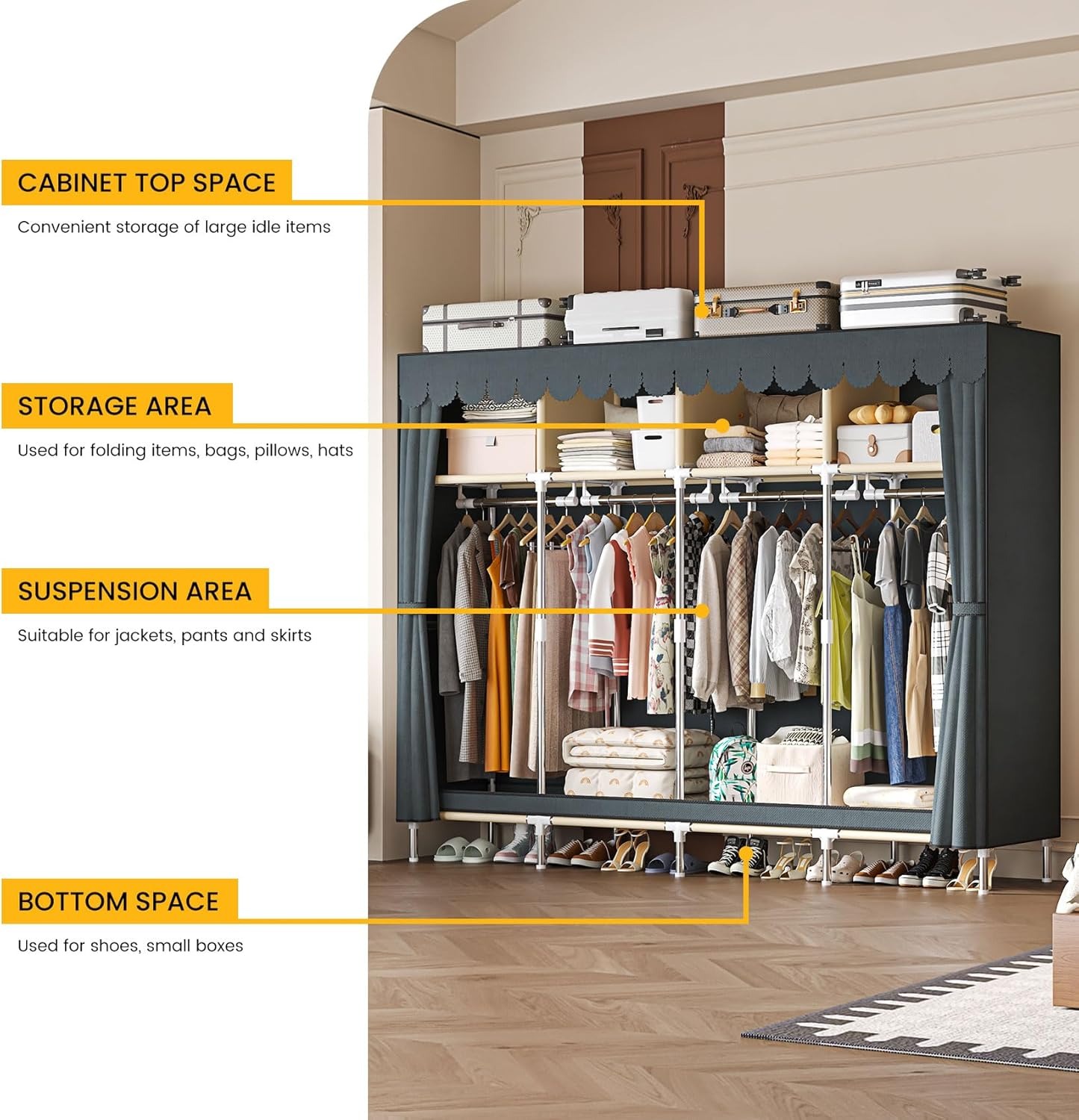 Armoire portable extra large d - Wardrobe Closet Portable Fabric Cover avis et prix