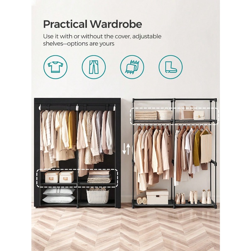 Armoire noire, armoire portabl - Wardrobe Closet Portable Fabric Cover avis et prix