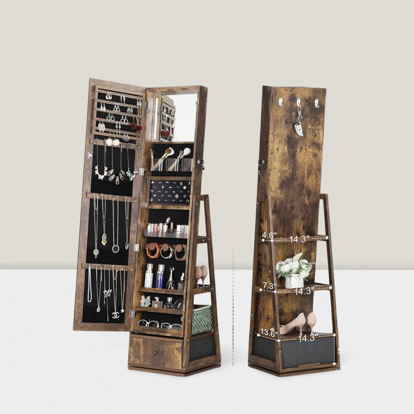 Miroir pleine longueur pour ve - Full Length Mirror Jewelry Armoire avis et prix