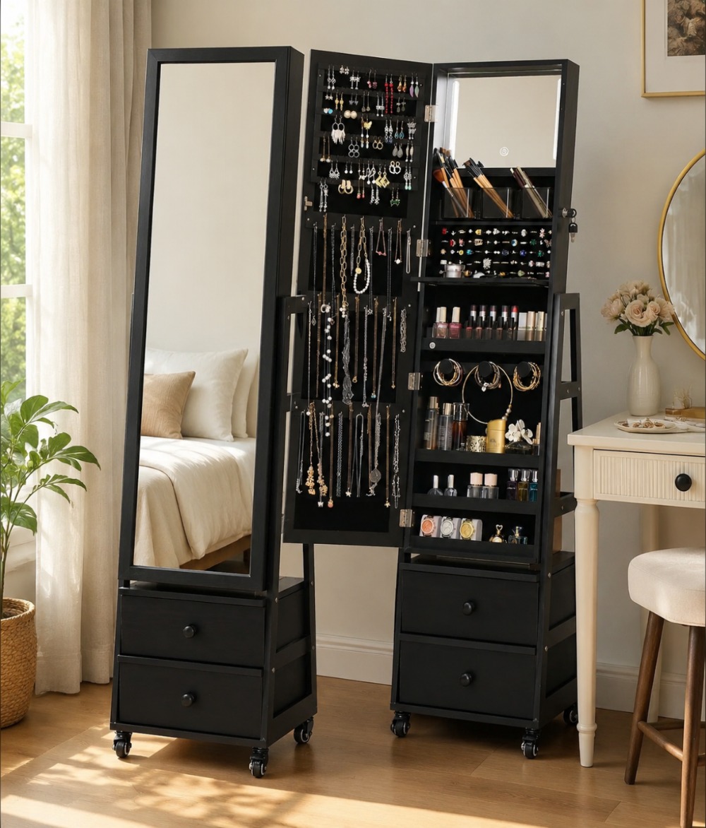 Armoire à bijoux verrouillable - Full Length Mirror Jewelry Armoire avis et prix