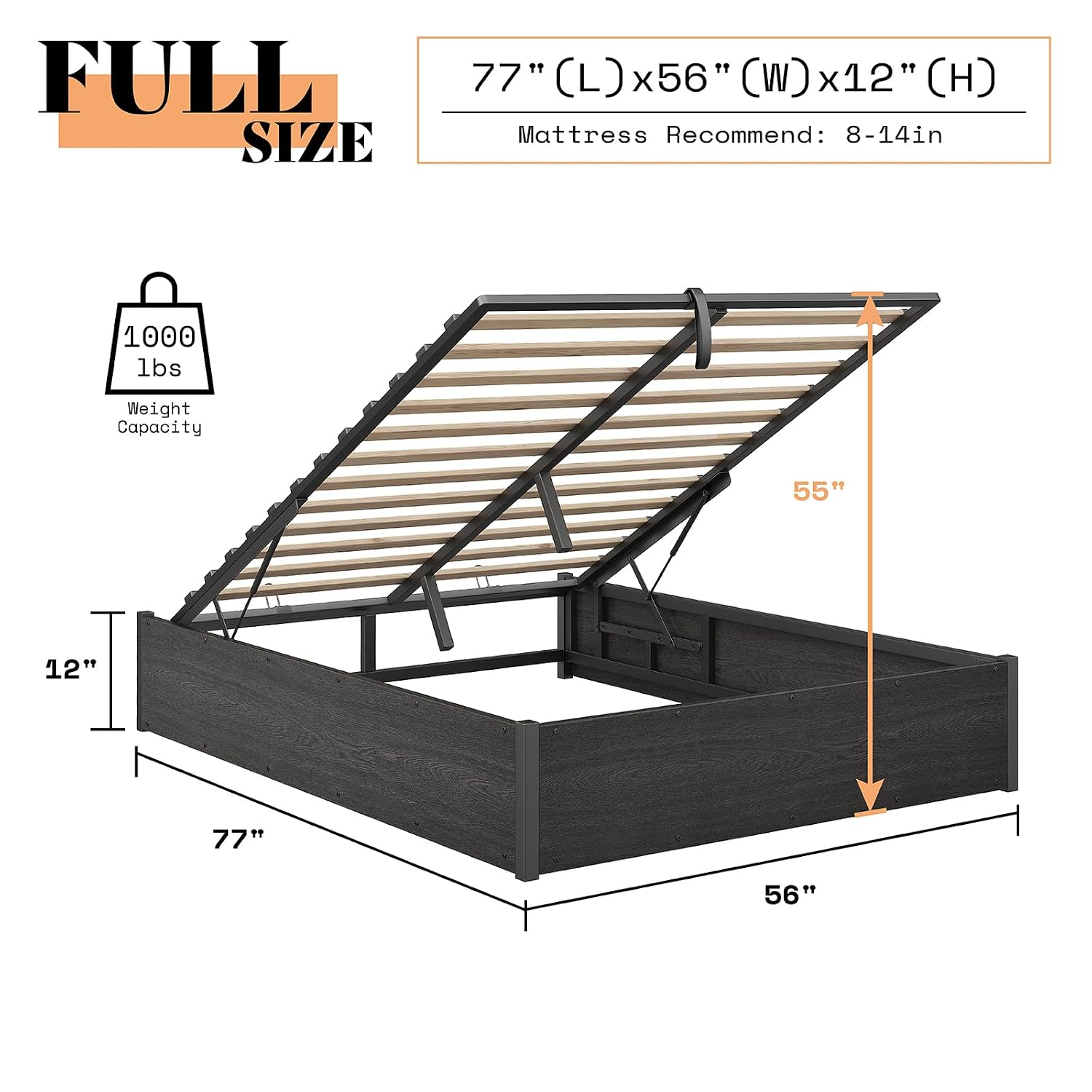 Cadre de lit coffre relevable, - Gas Lift Storage Bed Hydraulic avis et prix