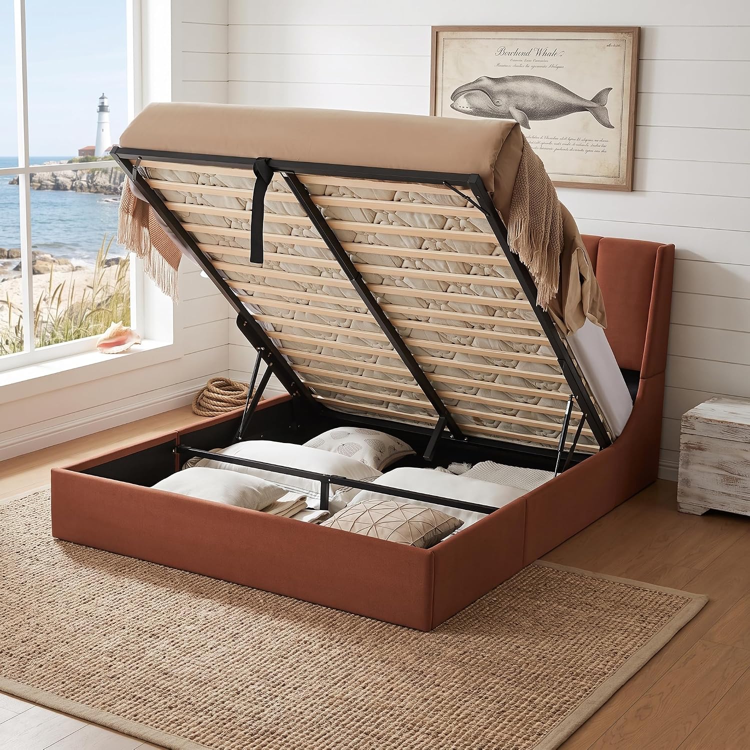 Cadre de lit avec rangement et - Gas Lift Storage Bed Hydraulic avis et prix