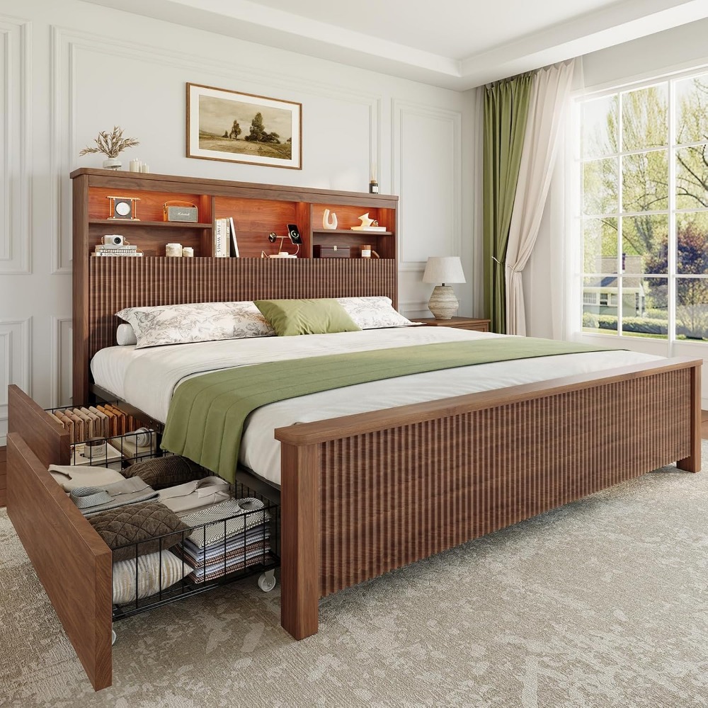 Cadre de lit King Size avec 4  - King Size Bed Frame With Storage Drawers avis et prix