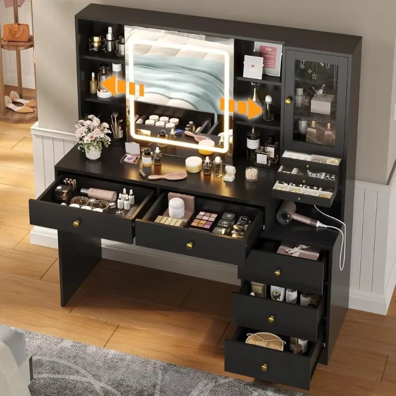 Coiffeuse à 5 tiroirs, table d - Dressing Table Vanity With Lighted Mirror avis et prix