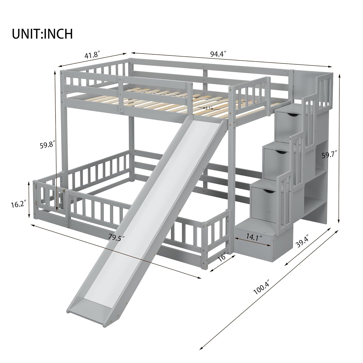 Lit superposé double avec glis - Bunk Bed With Stairs And Slide avis et prix